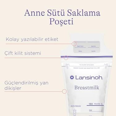 Diğer 35988033 Anne Sütü Saklama Poşeti 25 Adet Açık Mavi