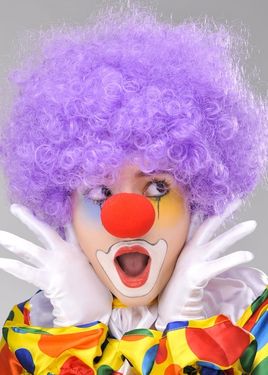Diğer 47414569210 Mor Renk Kıvırcık Afro Bonus Peruk Takma Saç Ve Kırmızı Burun Seti