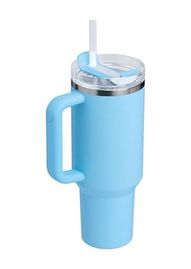 Diğer 57855210120409880184975 Pipetli Termos Bardak, 1.18 Litre, Açık Mavi Powder Blue Crush Açık Beyaz