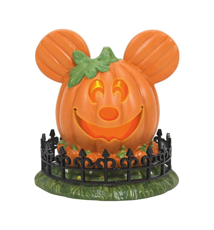 Diğer 57855210120743980184975 Department 56 Village Cadılar Bayramı Aksesuarları Pumpkintown Mickey Mouse Town Center Işıklı Heykelcik, 10 Cm, Çok Renkli