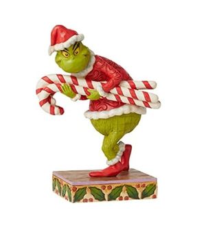 Diğer 57855210123773780184975 Grinch By Jim Shore Şeker Kamışı Çalan Grinch Heykelcik, 19 Cm, Çok Renkli