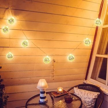 Diğer 57855210124489180184975 10&apos Lu Noel Led Disko Topu Işık Mini Ayna Topu Şerit Işık İç Dış Mekan Parti Bahçe Dekoru
