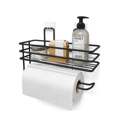 Diğer 57855210126043980184975 Yapışkanlı Siyah Raflı Solo Havlu Askısı, Delmeden Montaj Banyo Ve Mutfak Duvar Tipi Havluluk Organizer 4 Renk