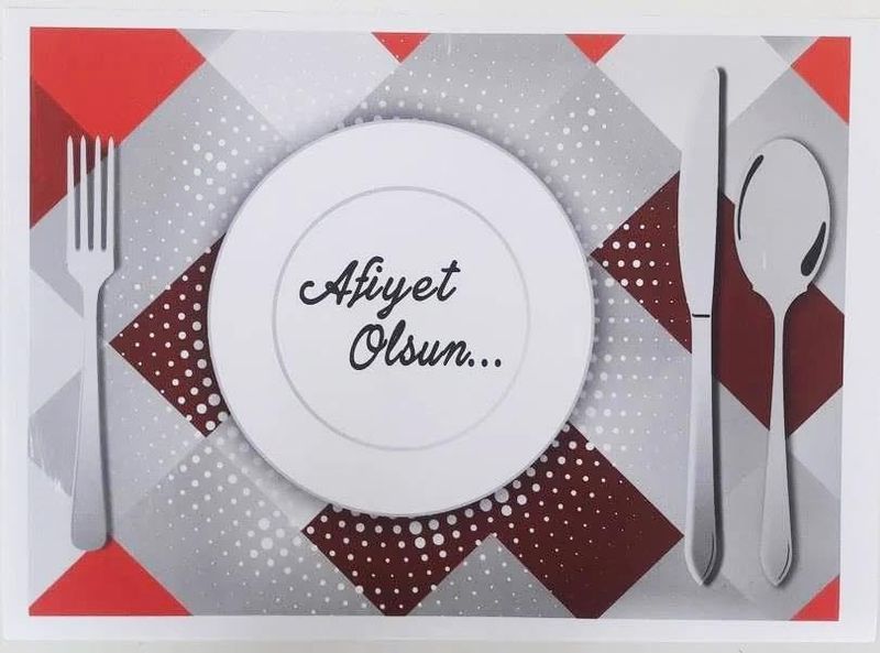 Diğer 57855210126074780184975 Amerikan Servis Kağıdı Afiyet Olsun Baskılı Beyaz Masa Örtüsü - 29 X 40 Cm. - 100 Adetlik Paket Acı Kahverengi