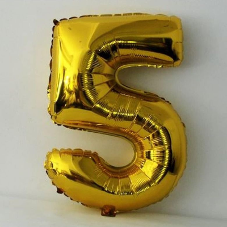 Diğer 57855210127359480184975 5 Rakamlı 16 İnç Gold Renk Folyo Balon 36 Cm Altın 256