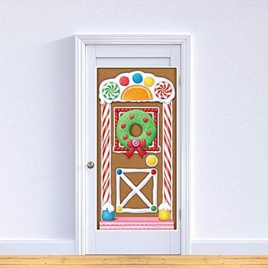 Diğer 57855210127368280184975 Beistle Baskılı Plastik Zencefilli Ev Kapı Kapağı Kapalı/dış Mekan Noel Partisi Süslemeleri, 76 X 132 Cm, Çok Renkli 256