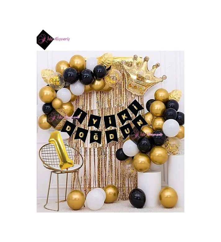 Diğer 57855210127828980184975 Bkmc 1 Yaş Kral Taçlı Balon Zinciri Doğum Günü Seti Iyi Ki Doğdun Doğum Günü Bmcnm691 256