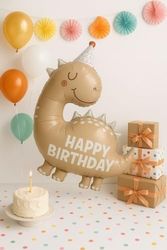 Diğer 57855210128283580184975 Retro Sevimli Dinazor Happy Birthday Yazılı Folyo Balon 256