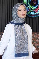 Diğer 57855210131644280184975 Çiçek Desen Turkuaz Soft Pamuk Şal Çok Renkli 42 Açik Gri