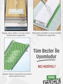 Diğer 57855210132158180184975 One Click Akıllı Mop Paleti Xl 32Cm Tembel Mop El Değmeden Islak Havlu Ve Bez Kullan At Otomatik Dgt-101 50 X 22