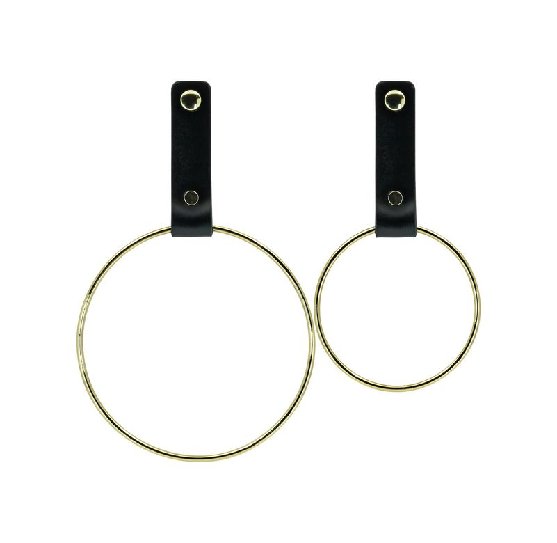 Diğer 57855210134629380184975 Pratikoutdoor Deri Havlu Askısı, İkili Metal Kulplu Havlu Askısı - Gold 4 Renk