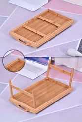 Diğer 57858324438717999283959 Life Katlanır Ayaklı Bambu Yatak Tepsisi Ahşap Laptop Standı, Kitap Okuma Ve Çalışma Rahlesi, Kahvaltı Ve Servis Sunum Tepsisi, Katlanabilir Piknik Tepsisi Mıt1142 Acı Kahve