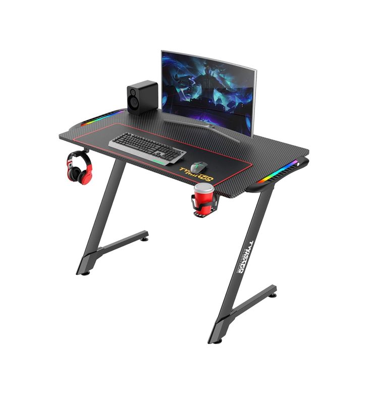 Diğer 57858324438900199283959 Twisted Minds Z Tm-Z-1060-Rgb Karbon Fiber Rgb Gaming Oyuncu Masası Abanoz - Beyaz