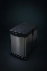 Diğer 57858324439056499283959 Cassone Krom, Dolap İçi Teleskopik Raylı Paslanmaz Krom Çöp Kovası 24 Litre, Minimum Kapak Genişliği 40 Cm. 10L Siyah