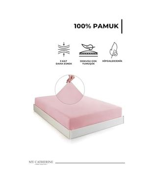 Diğer 57858324440001799283959 Lastikli & Hipoalerjenik Çarşaf %100 Pamuk Penye Kumaş 120X200 Cm Pembe, Luxcarsaf Abanoz