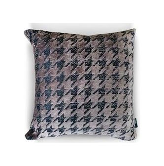 Diğer 57858324440408699283959 Taupe Houndstooth Kazayağı Desenli Dekoratif Kırlent/yastık Kılıfı 45X45 Cm,%100 Polyester Döşemelik Kumaş Açık Altın