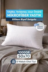 Diğer 57858324440436199283959 Mikrofiber Yastık Silikon Elyaf Otel Tipi 1000Gr Dolgulu Destek 50X70 Beyaz Açık Indigo