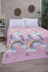 Diğer 57858324440488799283959 Tek Kişilik Pike 170X230 Cm - Çocuk Ve Genç Odaları İçin, Renkli Gökkuşağı Desenli Açik Gri