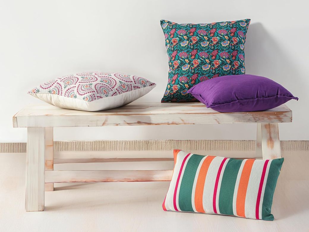 Diğer 57858324440740899283959 Merrow Desenli Pamuk Yastık 45X45Cm Açık Indigo