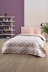 Diğer 57858324440804899283959 Çift Kişilik Desenli Kapitone Çift Taraflı Renkli Pike Yatak Örtüsü Takımı 200X230 Cm Çarşafsız Pudra Açık Gri