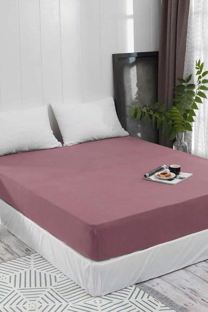 Diğer 57858324441422099283959 Ezgi Lastikli Pamuklu Dokuma Çarşaf, 120 X 200 Cm, Gül Kurusu Abanoz