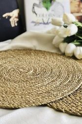 Diğer 57858324441501599283959 Amerikan Servis 6 Adet Doğal Hasır Supla, 35X35 Cm, Kahverengi Acı Kahverengi