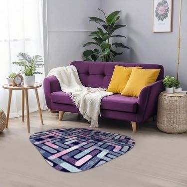 Diğer 57858324441812999283959 Asel Şönil Kaymaz Pamuk Tabanlı Yıkanabilir Antibakteriyel Asimetrik Salon Halısı 140X140 1