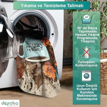 Diğer 57858324441815799283959 Visu Kadife Kaymaz Pamuk Tabanlı Yıkanabilir Antibakteriyel Mutfak Halısı 140X200 1