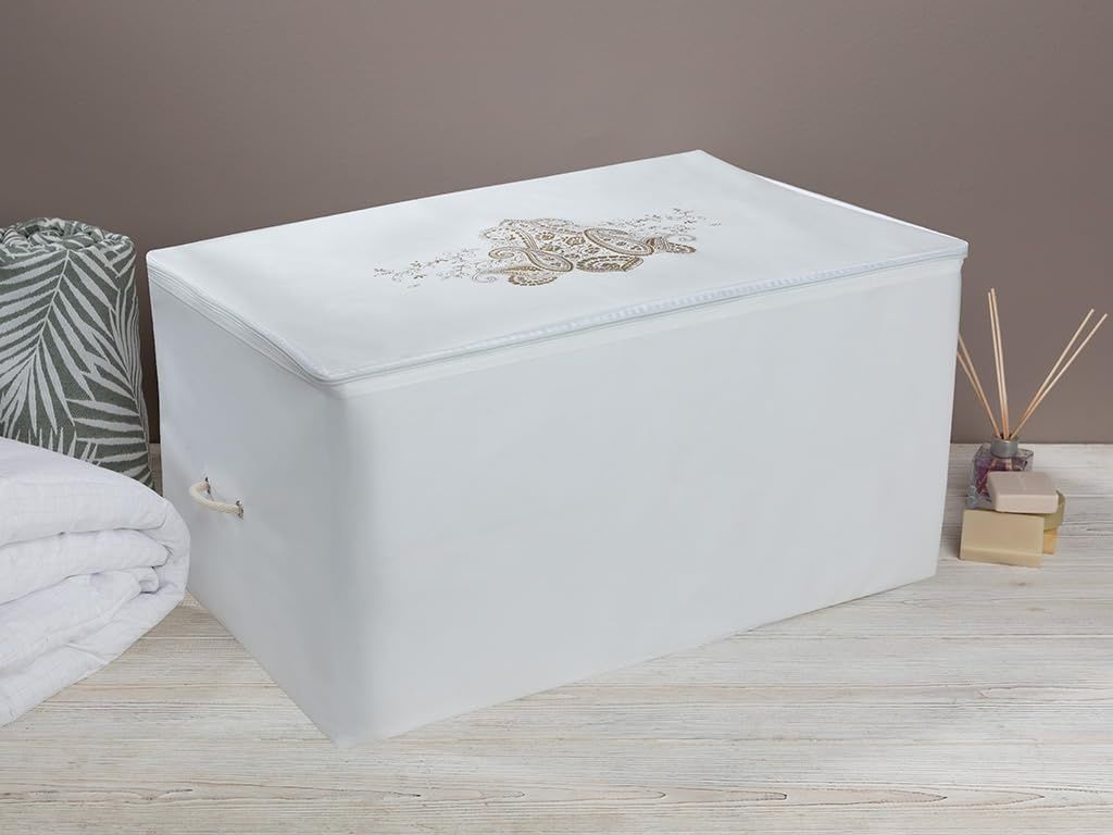 Diğer 57858324441821699283959 Lace Damask Hurç 74X46X46 Cm Beyaz Açık Ceviz