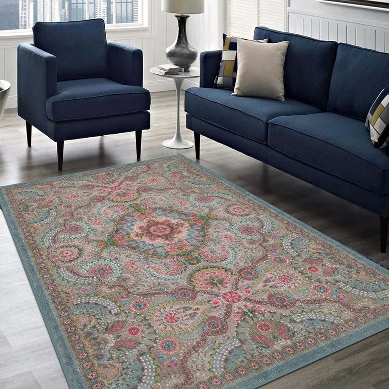 Diğer 57858324441828799283959 Dizayn Jimmy Kadife Pamuk Tabanlı Yıkanabilen Kaydırmaz Antibakteriyel Salon Halısı 60X240 1