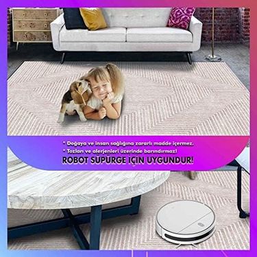 Diğer 57858324441849299283959 Dizayn Tegan Desenli Kadife Pamuk Tabanlı Yıkanabilen Kaydırmaz Antibakteriyel Salon Halısı 80X150 1