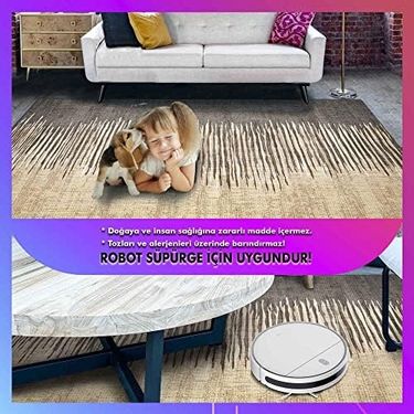 Diğer 57858324441849599283959 Dizayn Borin Desenli Kadife Pamuk Tabanlı Yıkanabilen Kaydırmaz Antibakteriyel Salon Halısı 160X230 1