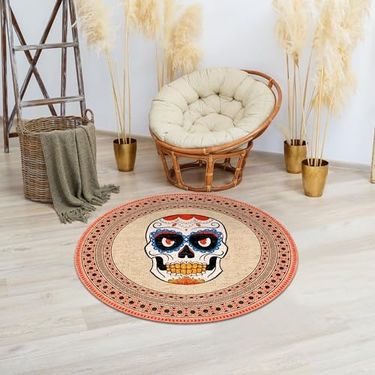 Diğer 57858324441918099283959 Kleta Kadife Kaymaz Pamuk Tabanlı Yıkanabilir Antibakteriyel Yuvarlak Salon Halısı 120X120 1