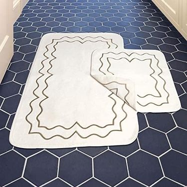 Diğer 57858324441927999283959 2'li Nakışlı 60 X 100Cm Banyo Paspas Seti Açık Ceviz