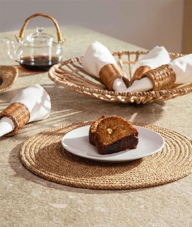 Diğer 57858324441938899283959 Cesta Amerikan Servis El Yapımı Pamuklu Natural Jüt Örme Düz Yuvarlak Supla 37X37Cm Acı Kahverengi