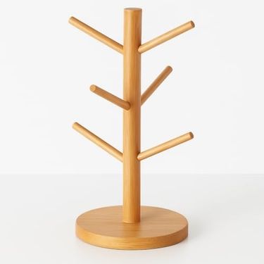Diğer 57858324442177399283959 Ahşap Bambu Kupa Bardak Askısı 6'lı Stand Doğal Mutfak Tezgahı İçin Kupa Standı Bardak Tutucu Modern Dekoratif Dayanıklı Kolay Kurulumlu Organizer Yuvarlak Acı Kahve