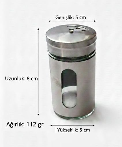 Diğer 57858324442231899283959 Tuzluk, Metal Sarma Cam, Şeffaf Cam Gövde, Delikli Kapak, Tuz Ve Baharat Serpici, Mutfak Ve Sofra Kullanımı 1 Açık Gri