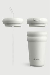 Diğer 57858324442242599283959 3 Bubble Two-Cap Straw Tumbler Çelik Termos 600 Ml St-249 Açık Gri