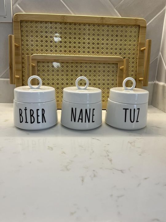 Diğer 57858324442245699283959 Porselen Baharatlık Kavanoz Takımı, 3 Parça, 400 Ml 1