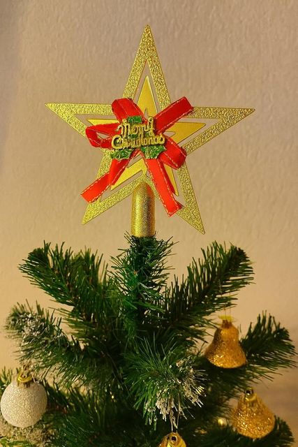 Diğer 57858324442734899283959 Yılbaşı Ağacı Yıldızı Kurdelalı Merry Christmas Yazılı Yılbaşı Süsü