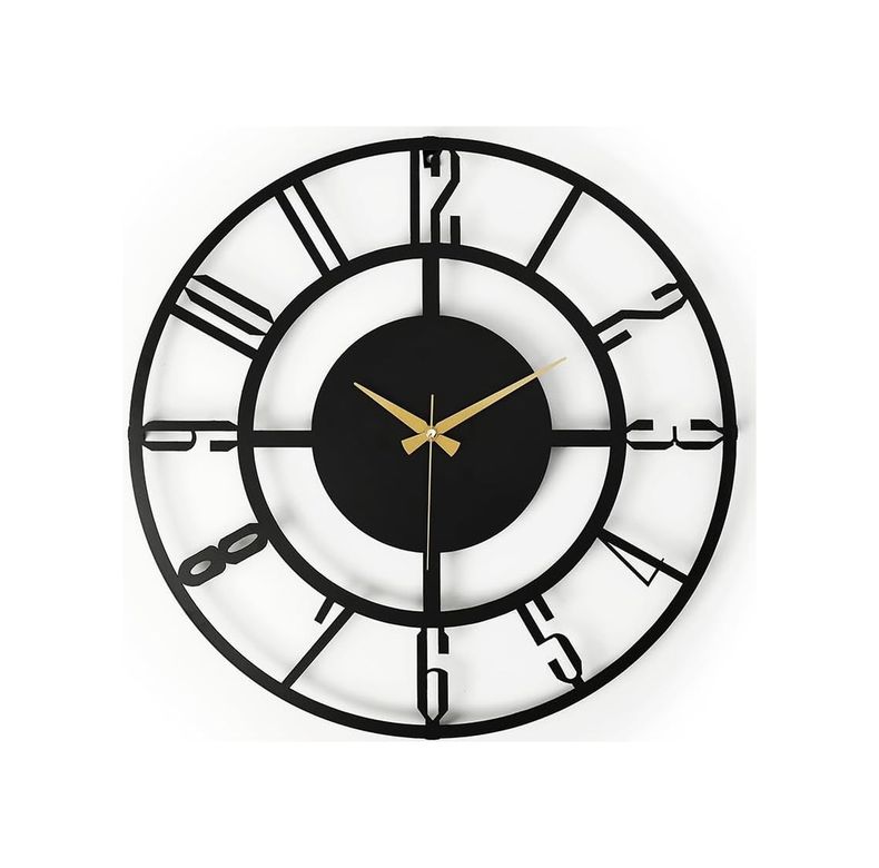 Diğer 57858324442828299283959 Muyika Duvar Saati 50Cm Sessiz Mekanizma Siyah Metal Kasa Modern Tasarım - Bunnela Siyah 50 Mds-50 Myk1197-07 Açık