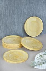 Diğer 57858324442836099283959 Bambu Serisi 10 Cm Genişlikte Yuvarlak 6'lı Çay Bardağı Altlığı 1