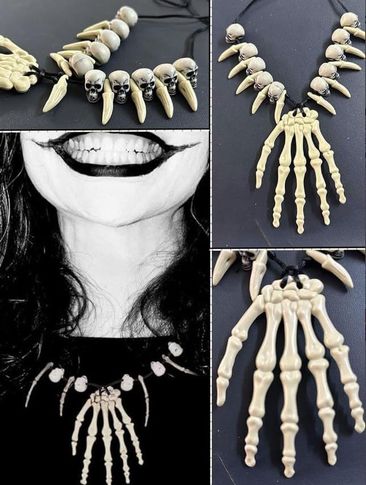 Diğer 57858324442840099283959 Halloween Kurukafa Kemik Kolye Abanoz
