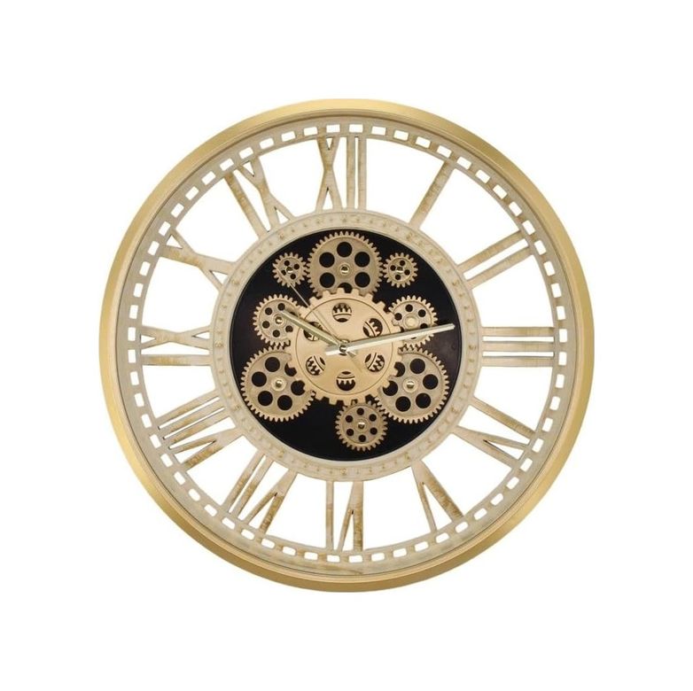 Diğer 57858324442867299283959 Galaxy Crk-843-Ca Premium Metal Görünümlü Dönen Çarklı Otantik Kadranlı Duvar Saati 50X50X8 Cm Açık