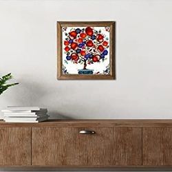 Diğer 57858324442885999283959 Nar Ağacı Taş Duvar Tablosu Ahşap Çerçeveli Duvar Dekoru Art 25X25Cm W1-03 Açık