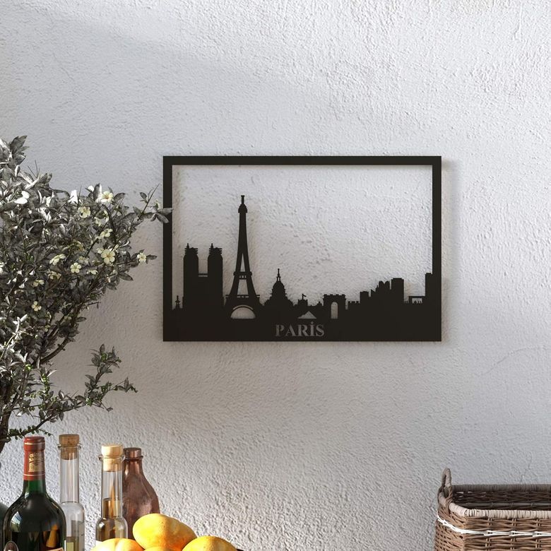 Diğer 57858324442888399283959 Yurudesign Lazer Kesim Metal Duvar Tablo Paris 30 45 Açık