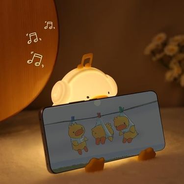 Diğer 57858324443101899283959 Ördek Gece Lambası, Kulaklıklı Sevimli Ördek Lambası, Yatak Odası İçin Mükemmel Silikon Gece Lambası, Kısılabilir Zamanlayıcılı Müzik Dekoru, Şarj Edilebilir, Bebekler, Kız Çocukları İçin Doğum Günü, .