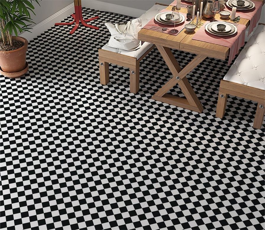 Diğer 57858324443174499283959 Yer Kaplama Zemin Kaplama Folyosu 65X130 Cm Siyah Kareler