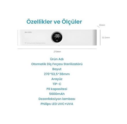 Diğer 57858324443339299283959 Şarj Edilebilir Diş Fırçası Tutacağı Tam Otomatik Sensörlü Uv Sterilizatör Led Teknolojisi Mavi Açık Ahşap