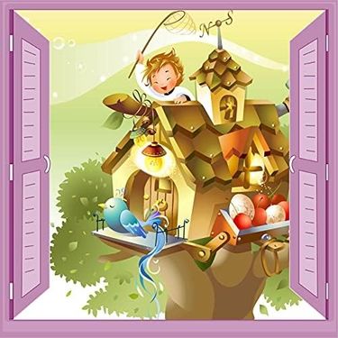 Diğer 57858324443415799283959 Çocuk Odası Bebek Odası Pencere Poster Duvar Kağıdı Kuş Evi Acı Kahve